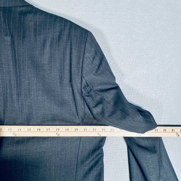 Vintage Ralph Lauren Chaps Suit Mens 44R Gray Wool 2 Piece Pinstripe 38x31 - Picture 13 of 16